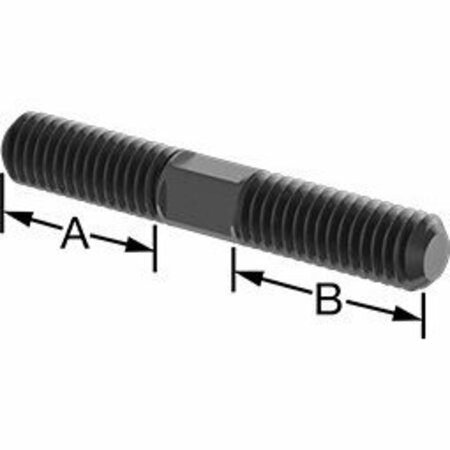 BSC PREFERRED Black-Oxide Steel Threaded on Both Ends Stud 3/8-16 Thread Size 2-1/2 Long 90281A634